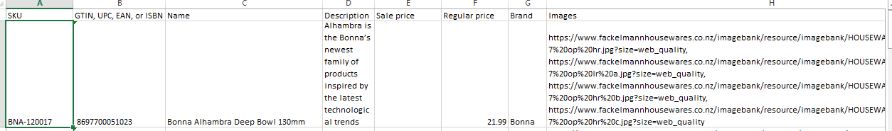 WooCommerce CSV format example